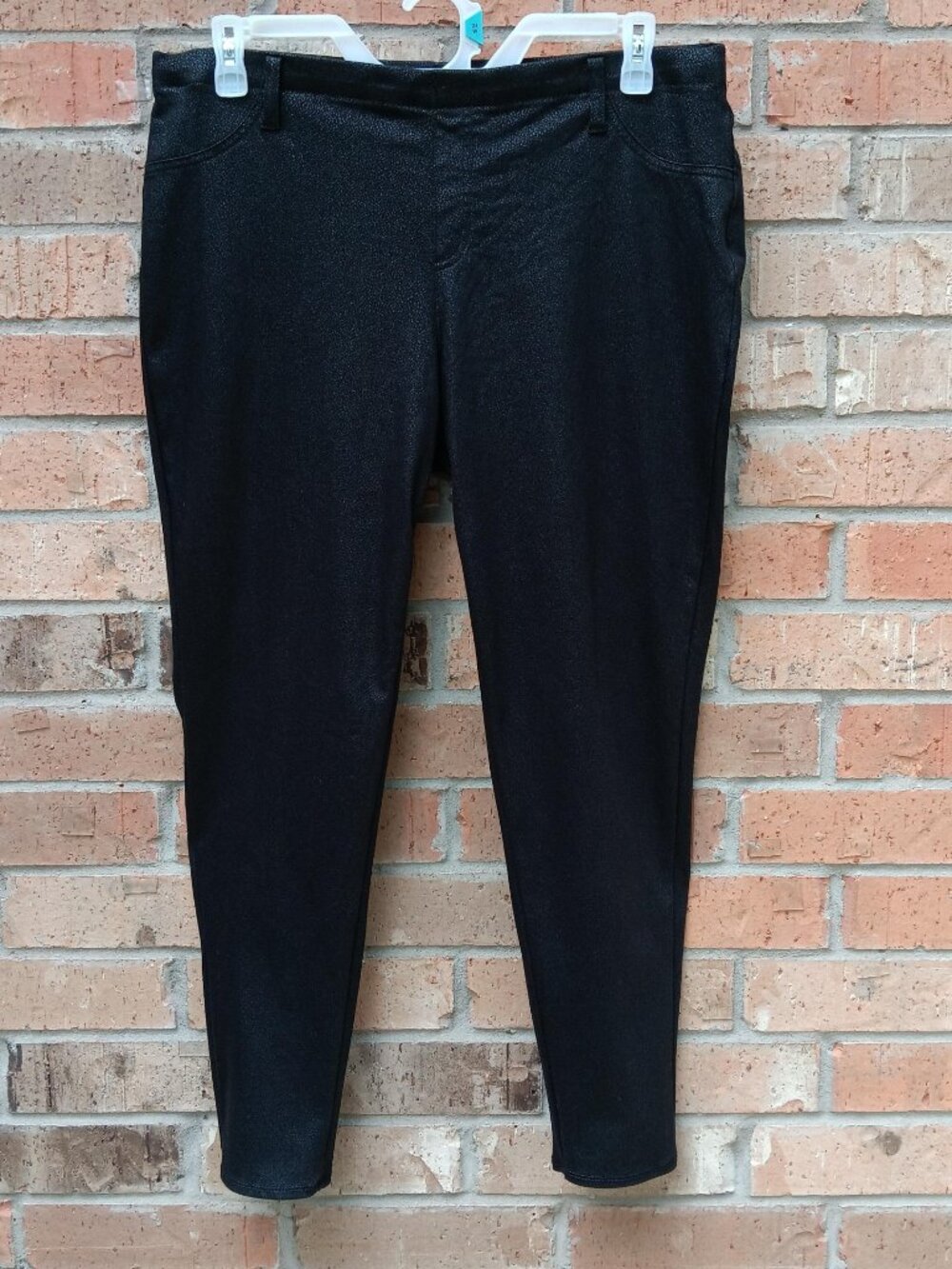 Faded Glory Womens Jegging Jeans Pants Pull On Black Glittering Size XL